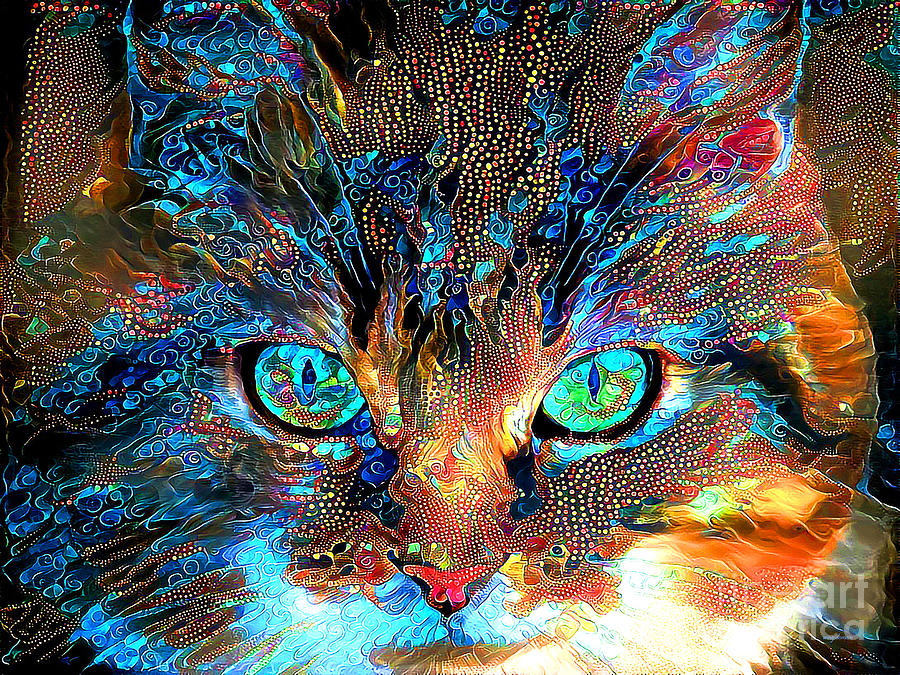 Cat In Vibrant Surreal Abstract 002004 20200420 Photograph by Wingsdomain Art and Photography