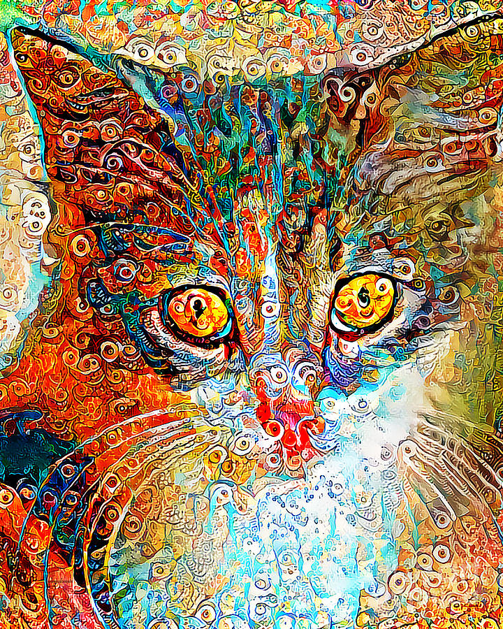 Cat In Vibrant Surreal Abstract 003005 20200420 Photograph by Wingsdomain Art and Photography