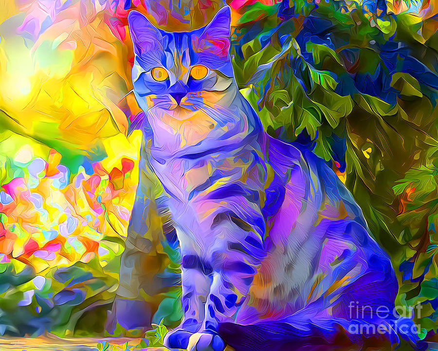 Cat in Vibrant Watercolor Style 20210625 Photograph by Wingsdomain Art and Photography