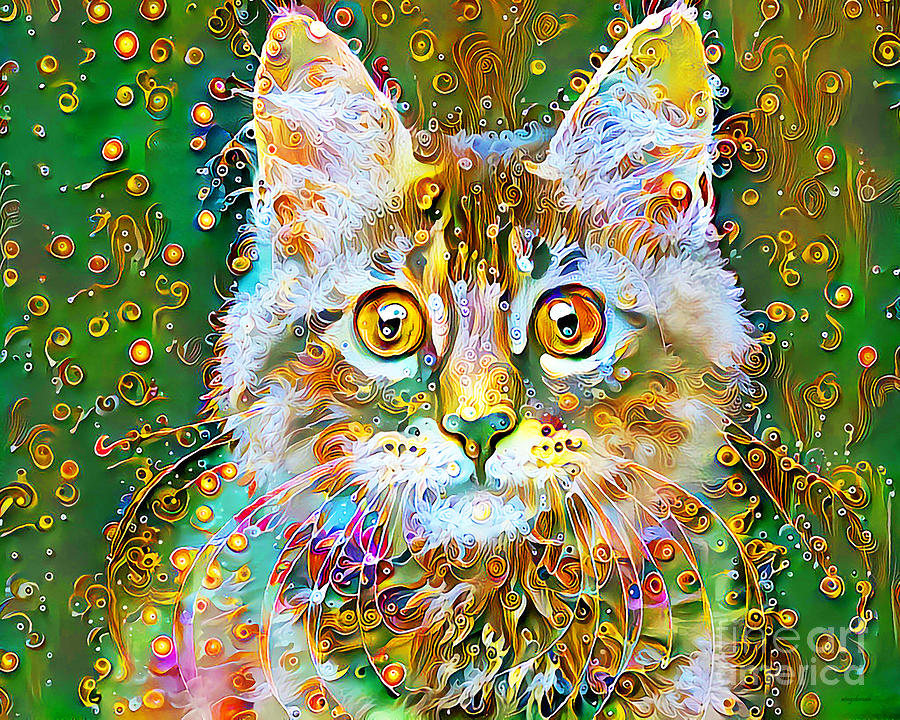 Cat in Vibrant Whimsical Colors 20200721v1 Photograph by Wingsdomain Art and Photography