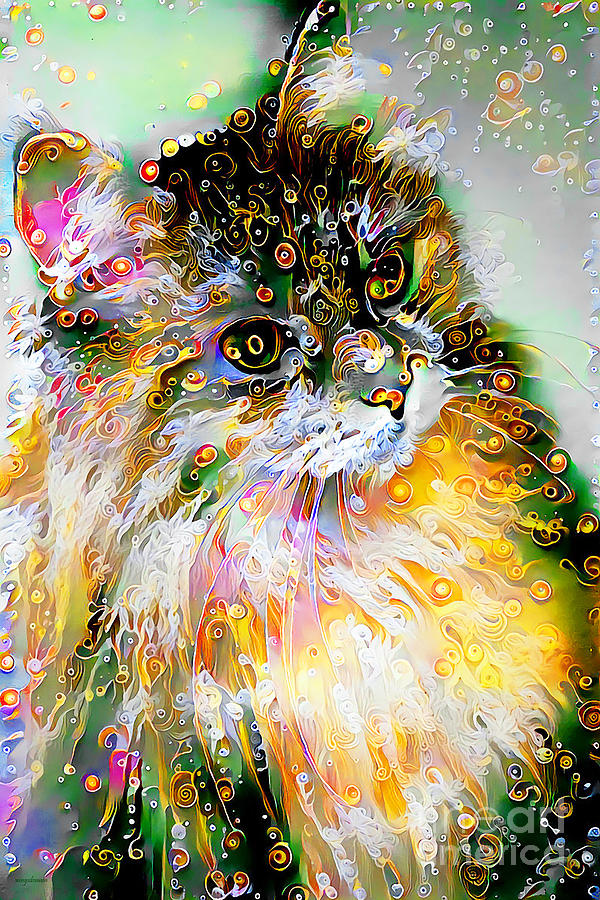 Cat in Vibrant Whimsical Colors 20200721v2 Photograph by Wingsdomain Art and Photography