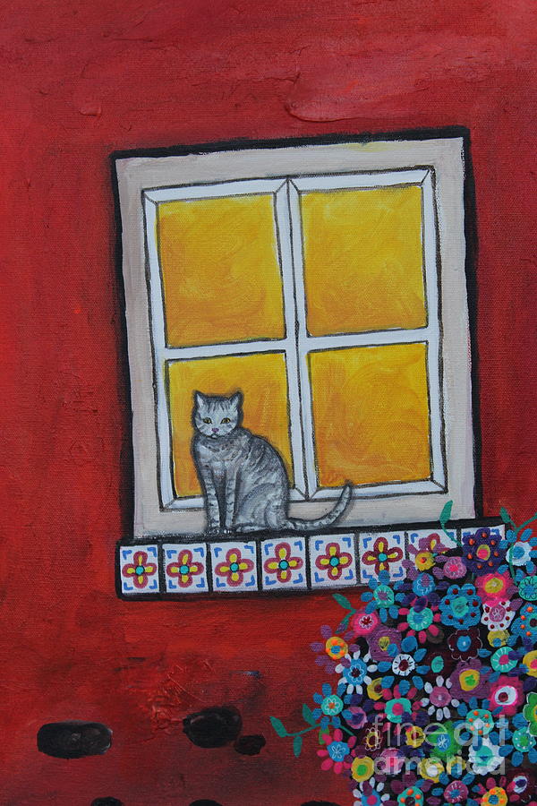 Cat In Waiting Painting