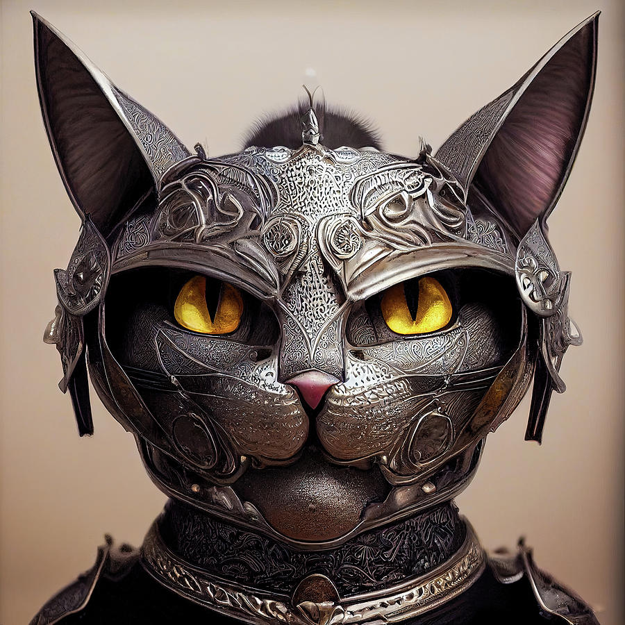 Cat Knight Portrait 01 Digital Art by Matthias Hauser