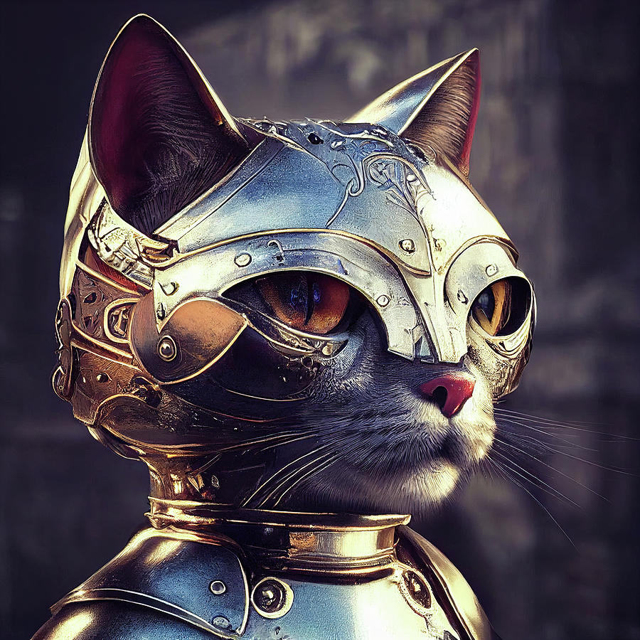 Cat Knight Portrait 02 Digital Art by Matthias Hauser