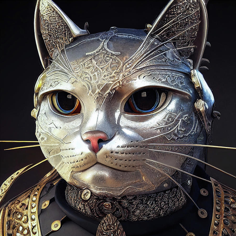 Cat Knight Portrait 03 Digital Art by Matthias Hauser Cat Knight Portrait 03 Digital Art by Matthias Hauser