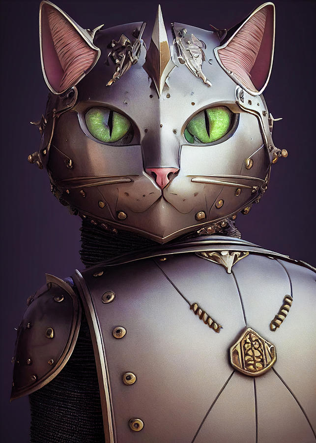 Cat Knight Portrait 06 Digital Art by Matthias Hauser