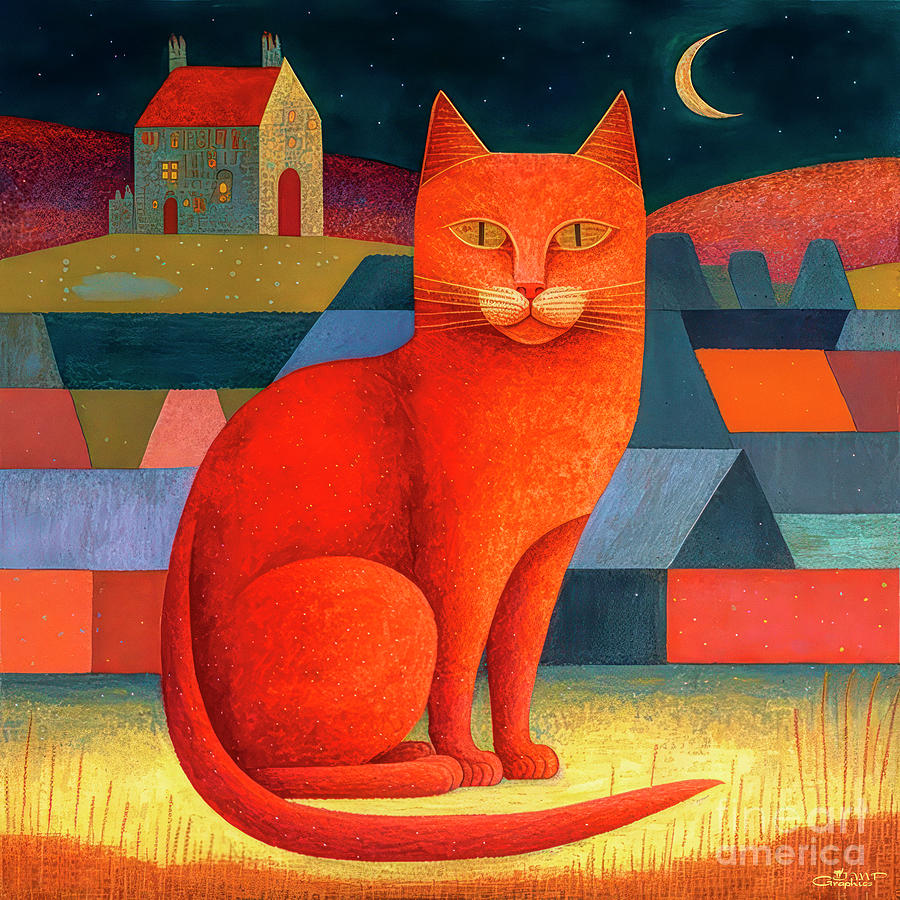 Cat Lady in Red Digital Art by Jutta Maria Pusl