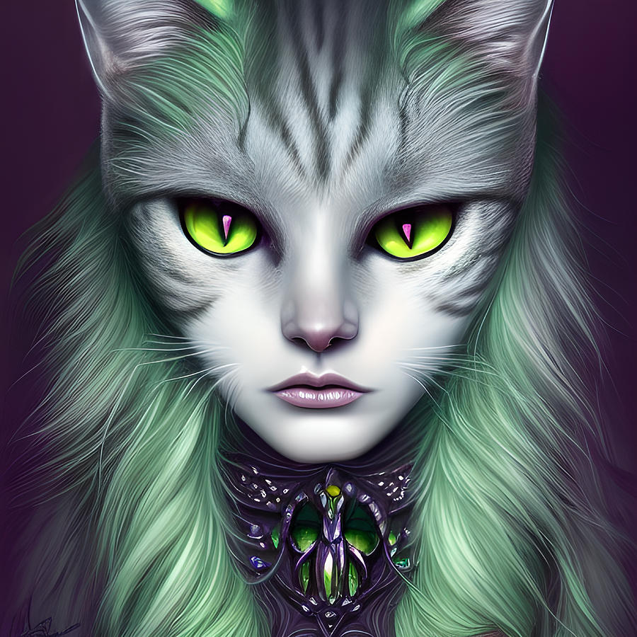 Cat Lady Kara Feline Friend To Stray Mice Digital Art by Bella Frenchy ...