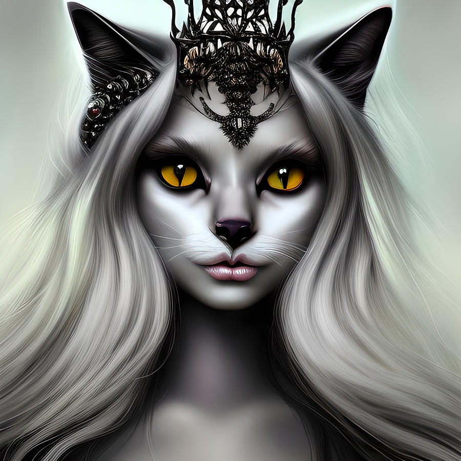 Cat Lady Olivia Feline Friend To Stray Mice Digital Art by Bella ...