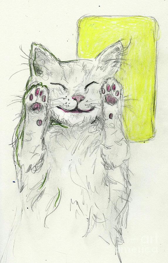 Cat Laughter Drawing by PJ Lewis