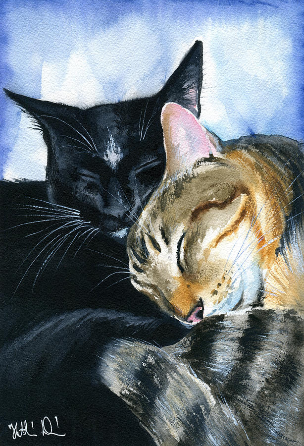 Cat Love Painting by Dora Hathazi Mendes