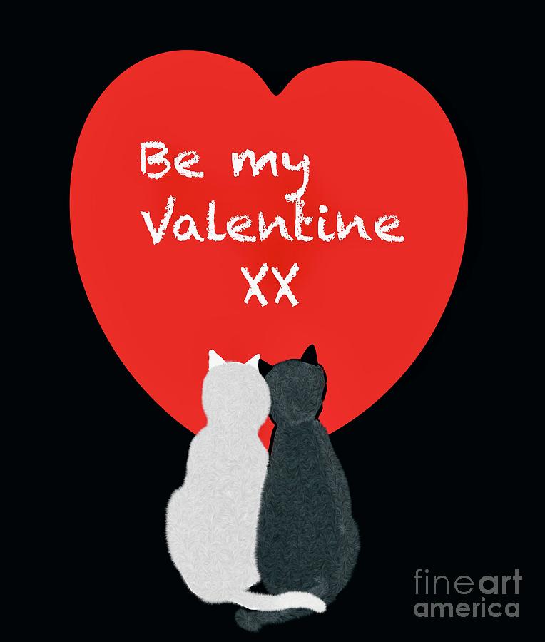 Cat love Digital Art by Elaine Hayward