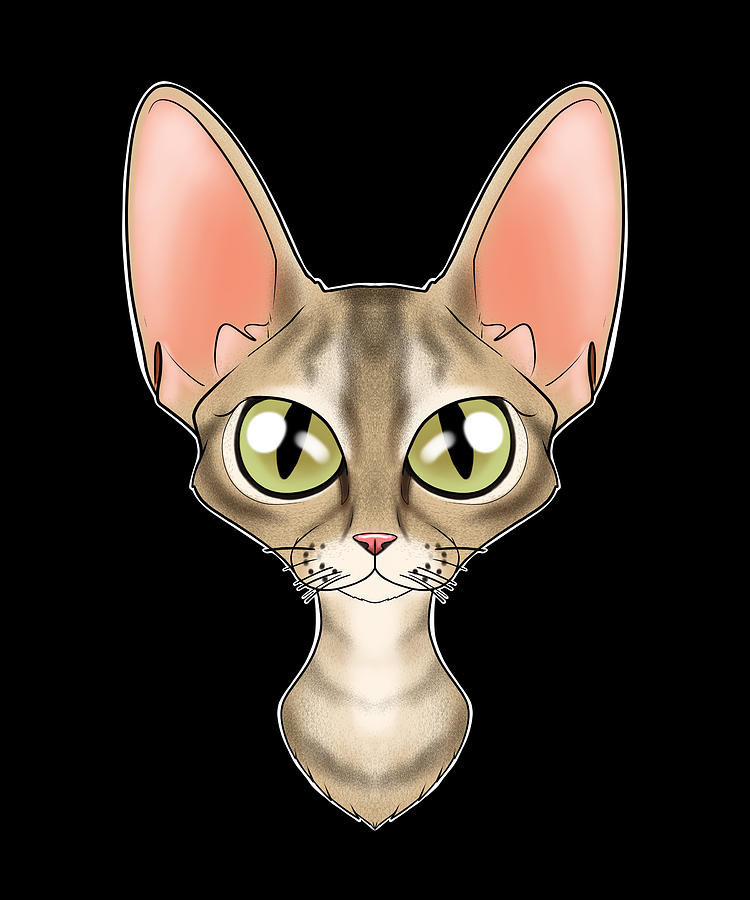 Cat Lover I Cat Face I Devon Rex Cat Digital Art by Maximus Designs ...