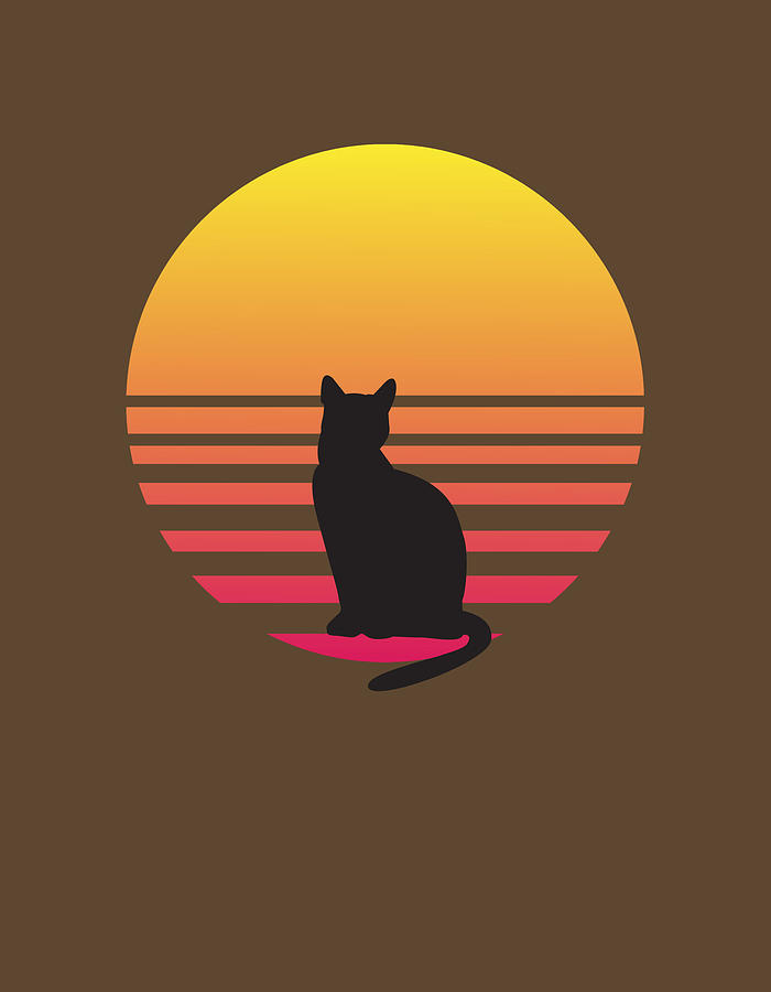 Sunset Digital Art - Cat Loves Sunsets by Julia Redford