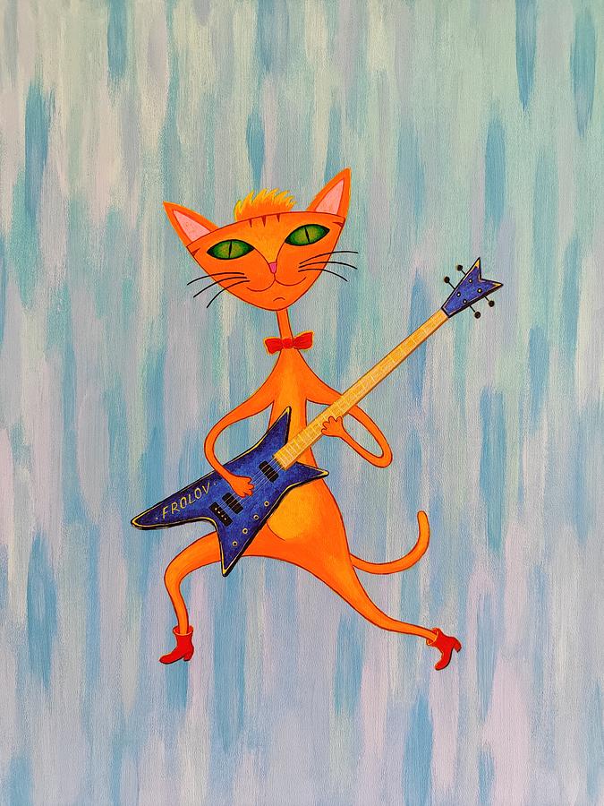 Cat Lucky Plays The Guitar Painting