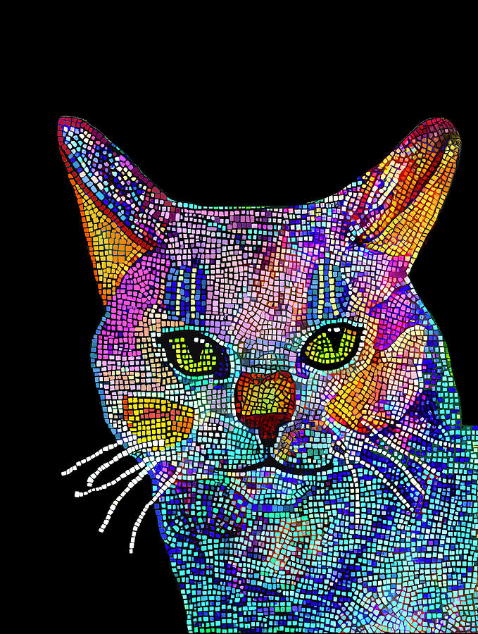 Cat Mosaic Mixed Media by Deborah League