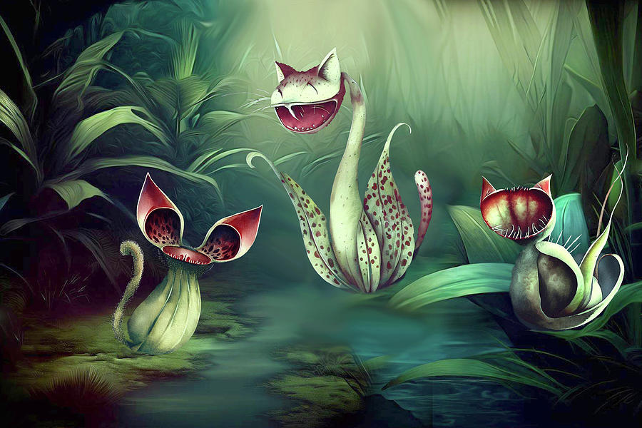 Cat-nivorous Plants Digital Art by Lisa Yount
