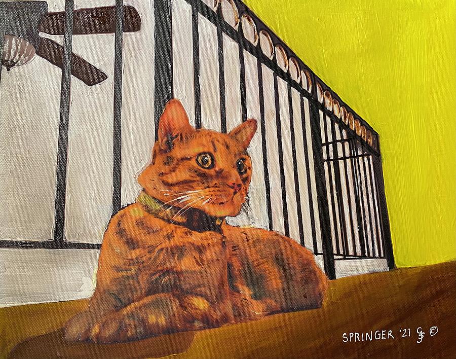 Cat off the rails Painting by Gary Springer
