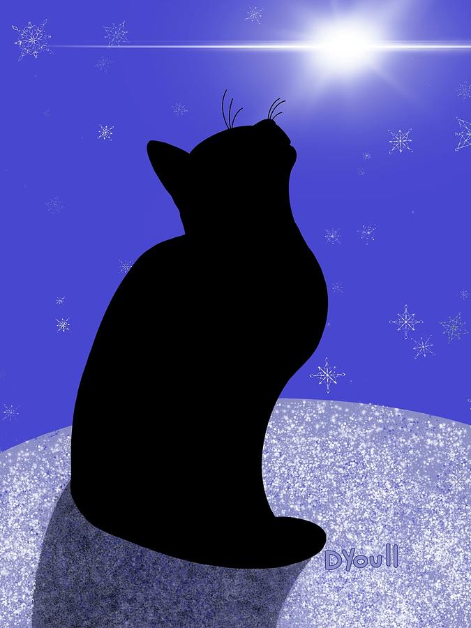 Cat on a Cold Winter Night Digital Art by Debbie Youll - Fine Art America