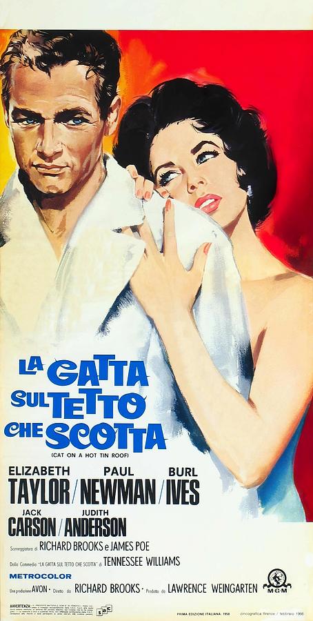 Cat on a Hot Tin Roof, 1958 - art by Silvano Campeggi Mixed Media by Movie World Posters