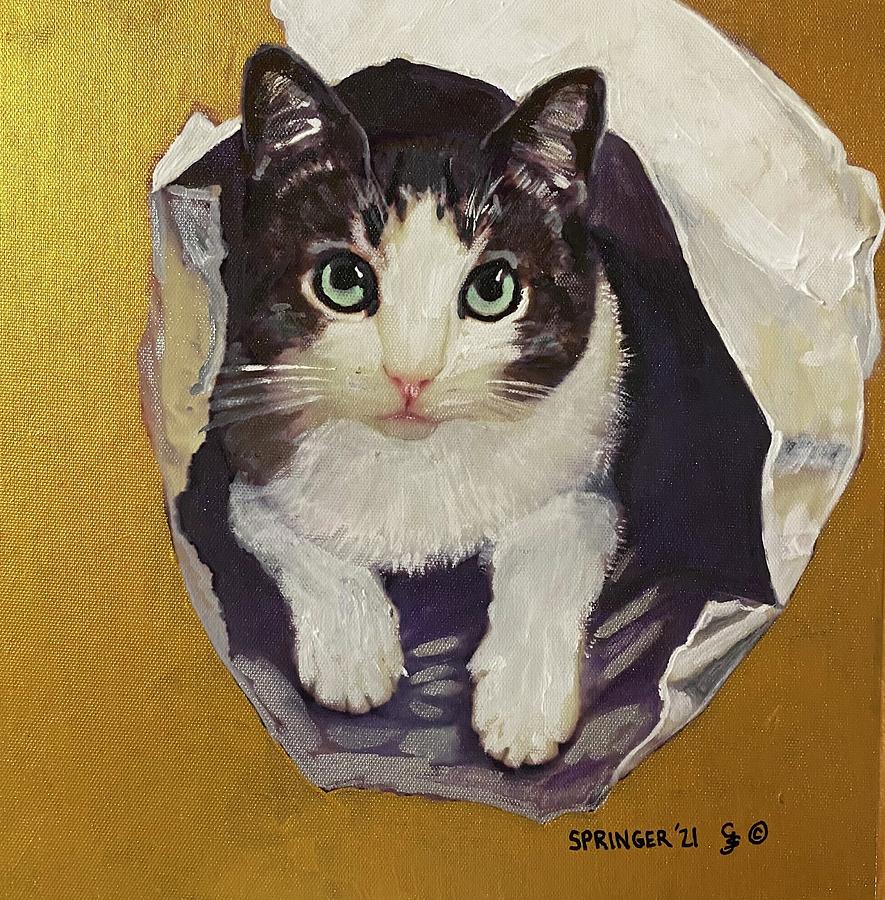 Cat out of the Bag Painting by Gary Springer
