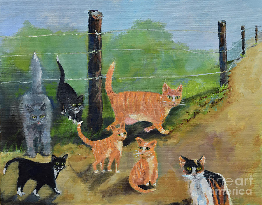 Cat Parade Painting by Jan Dappen