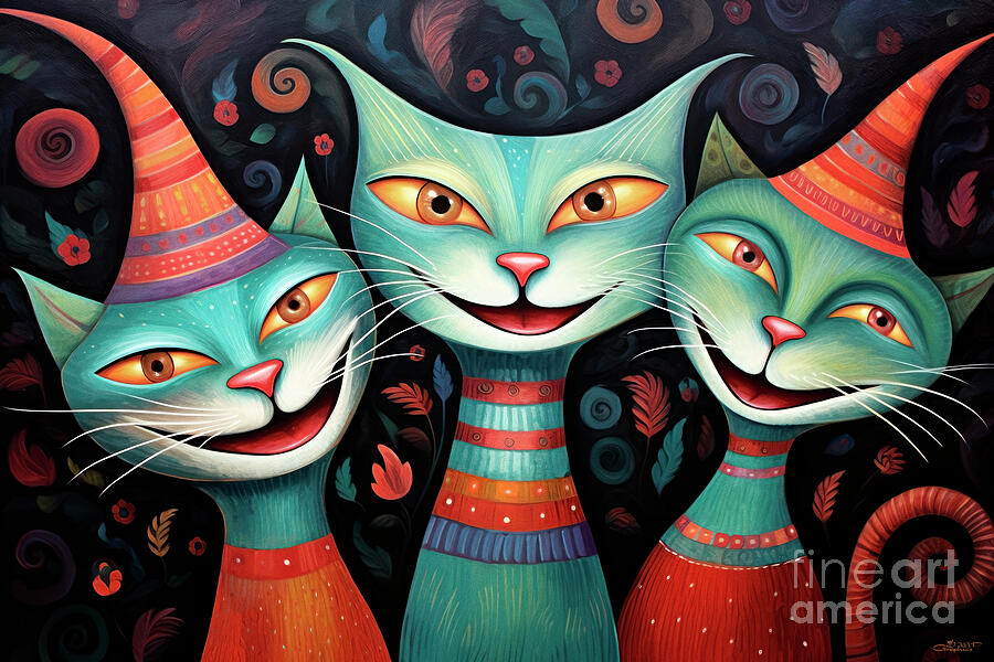 Cat Party Digital Art by Jutta Maria Pusl