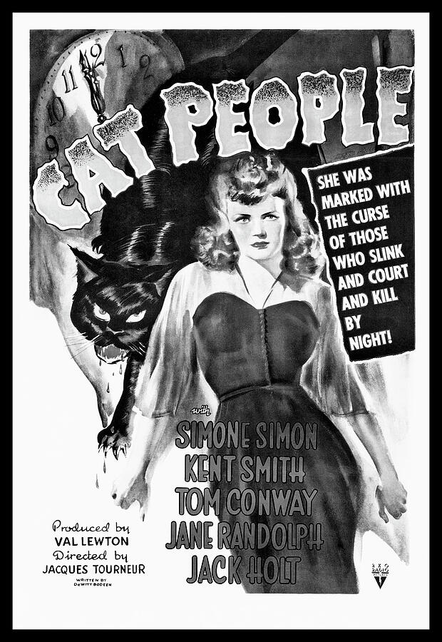 Black Panther Movie Photograph - Cat People Retro Vintage Horror Movie Black and White  by Carol Japp