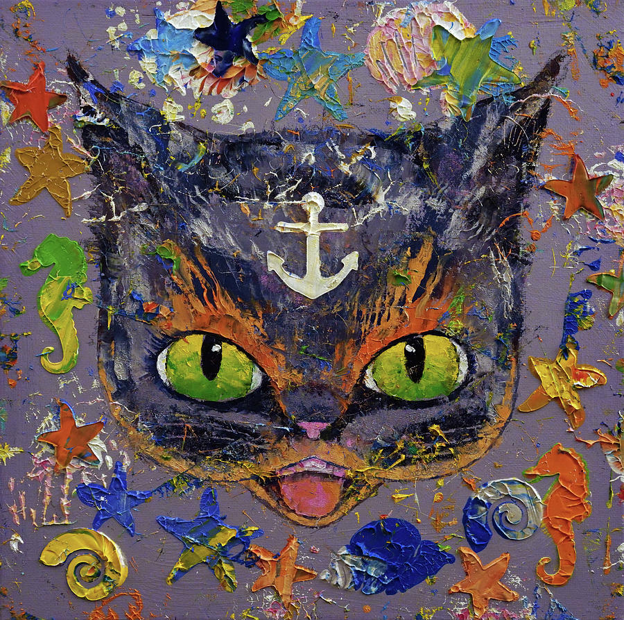 Cat Pirate Painting by Michael Creese