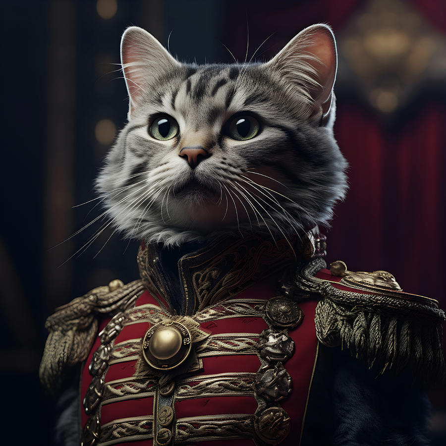 Cat portrait in the 1800s, dog is royalty 2 Digital Art by Kurt Heppke ...