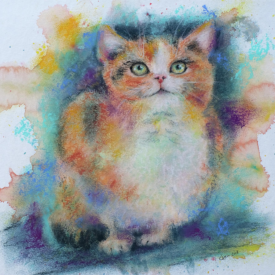 Cat portrait Painting by Karen Kaspar