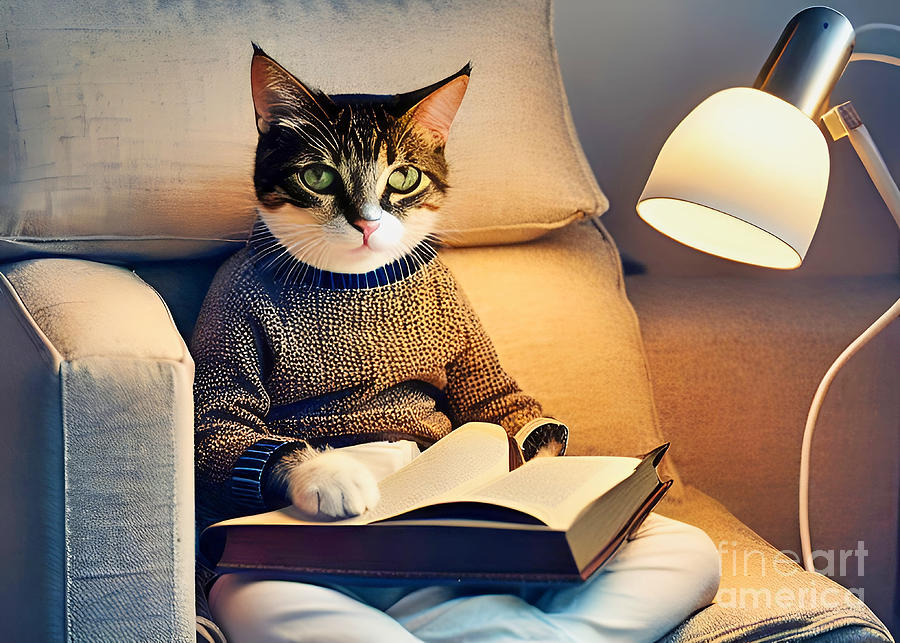 Cat Reading A Book III Photograph by Munir Alawi