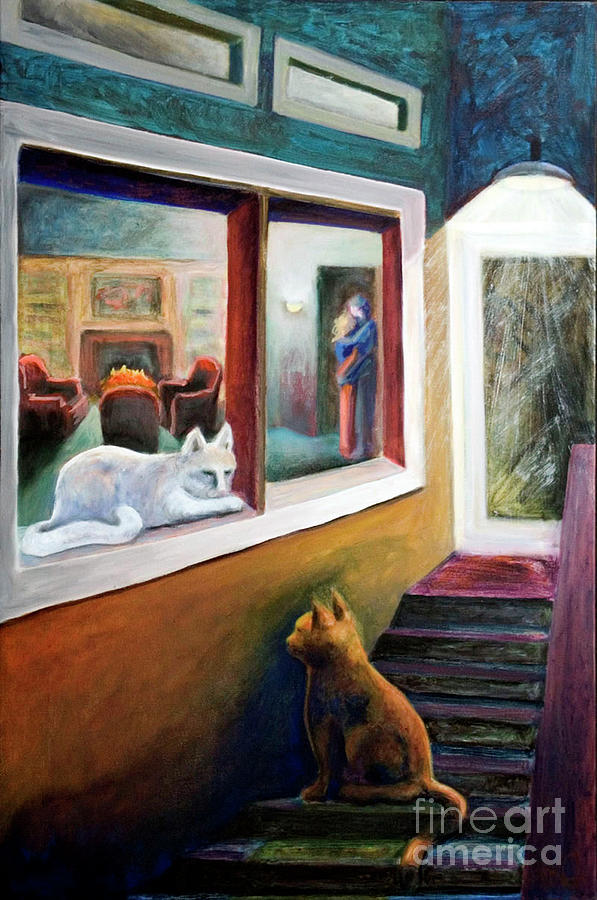 Cat Romance Painting by AnneKarin Glass