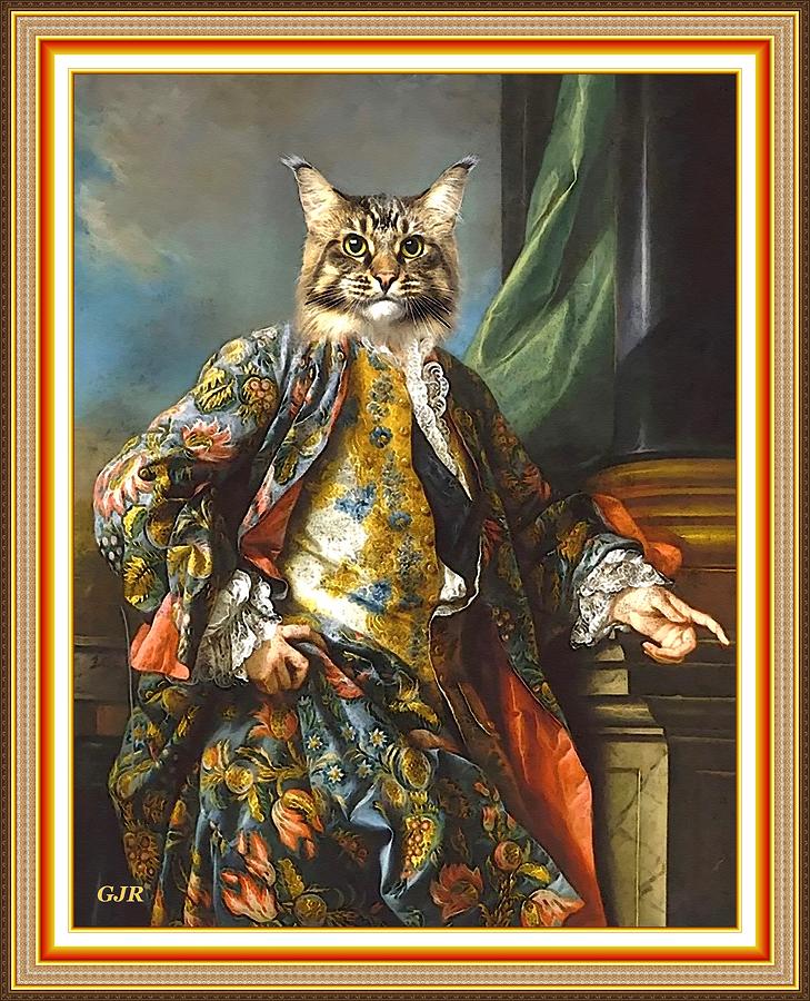 Cat Royalty P A S With Printed Mats And Printed Frame, Digital Art by Gert J Rheeders