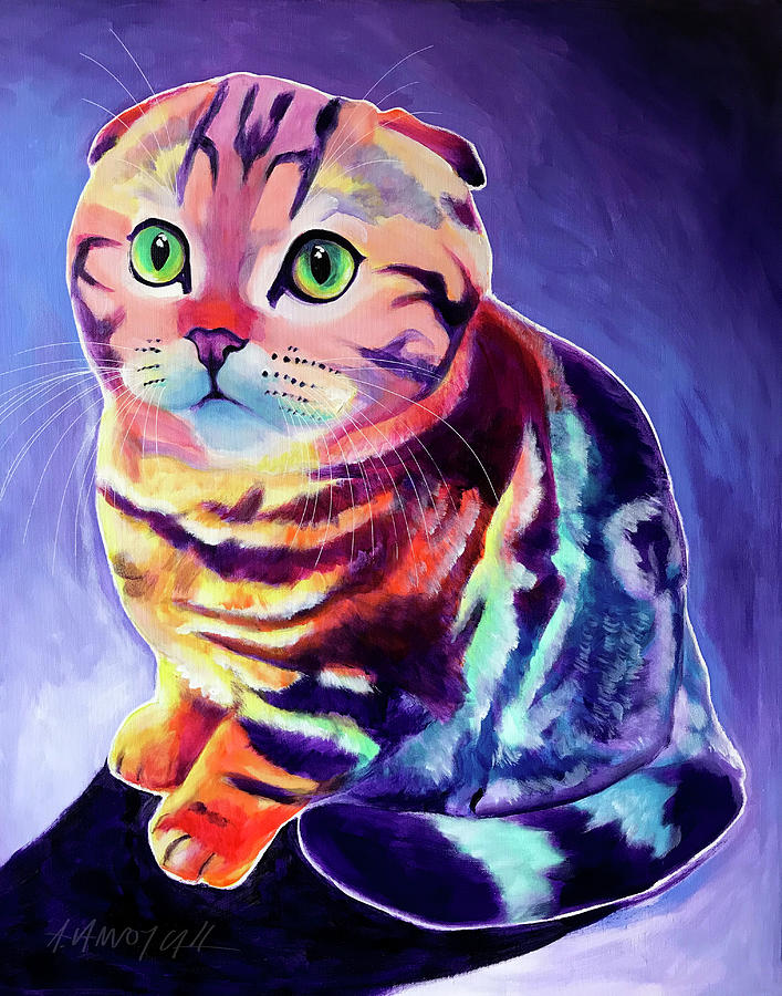 Cat Painting - Cat - Scottish Fold by Dawg Painter