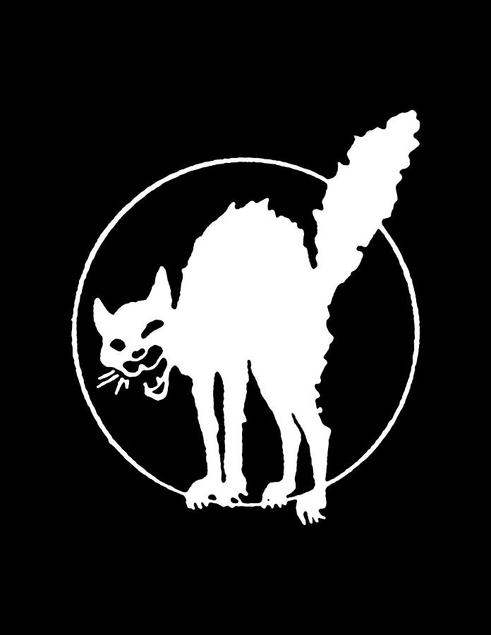 CAT SCREECH. White on Black. Digital Art by Tom Hill - Pixels