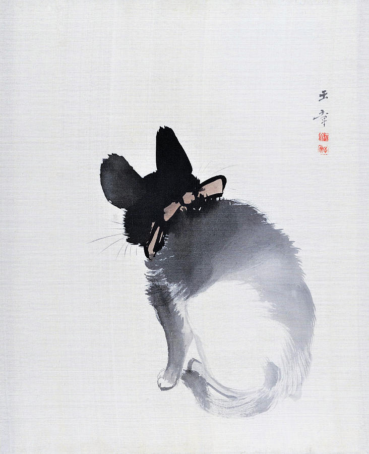 Cat Seen from Behind - Digital Remastered Edition Painting by Kawabata Gyokusho