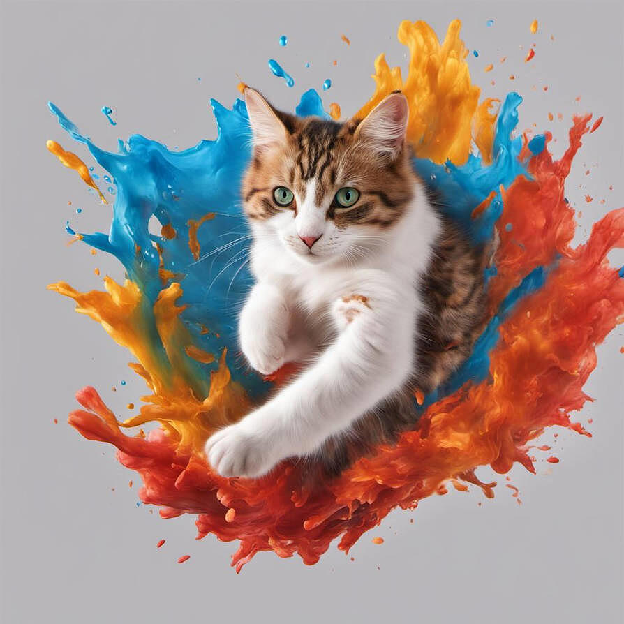 Cat Digital Art - Cat Splash by Pat Goltz