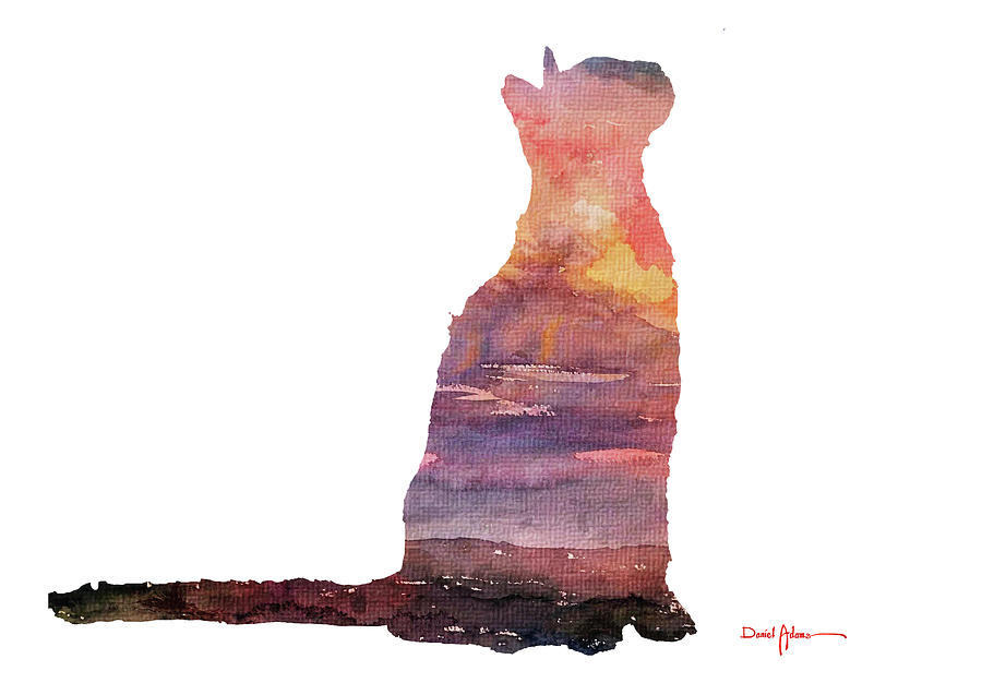 Cat Sunrise Painting by Daniel Adams