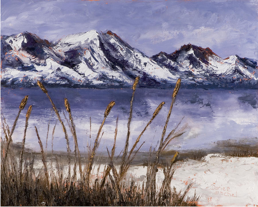 Cattails In The Snow Painting by Darice Machel McGuire