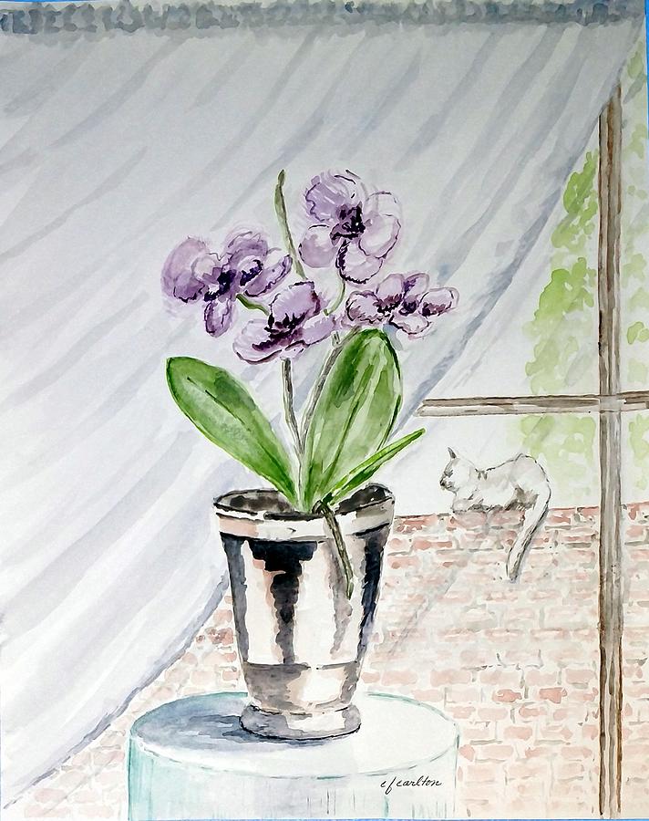 Cat through the Window Painting by Claudette Carlton