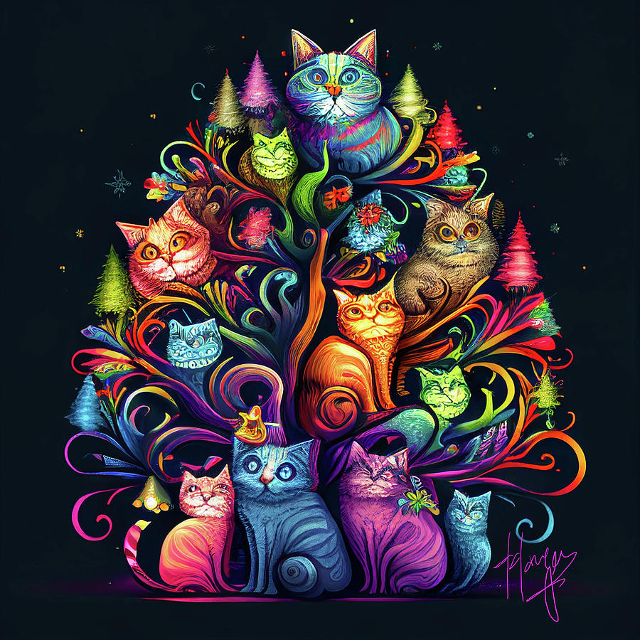 Cat Tree Digital Art by DC Langer