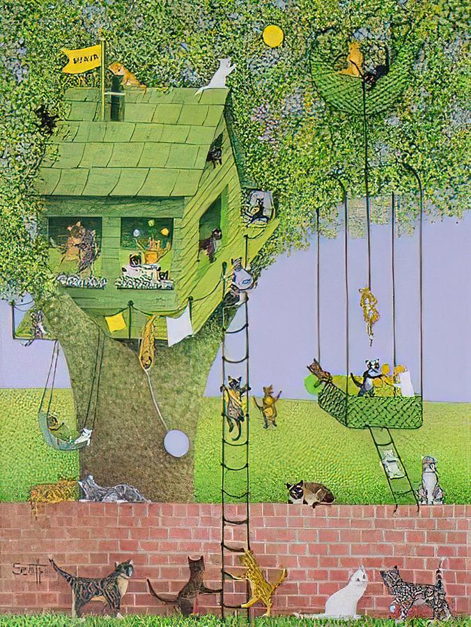 Cat Tree House Drawing by DHBubble Fine Art America