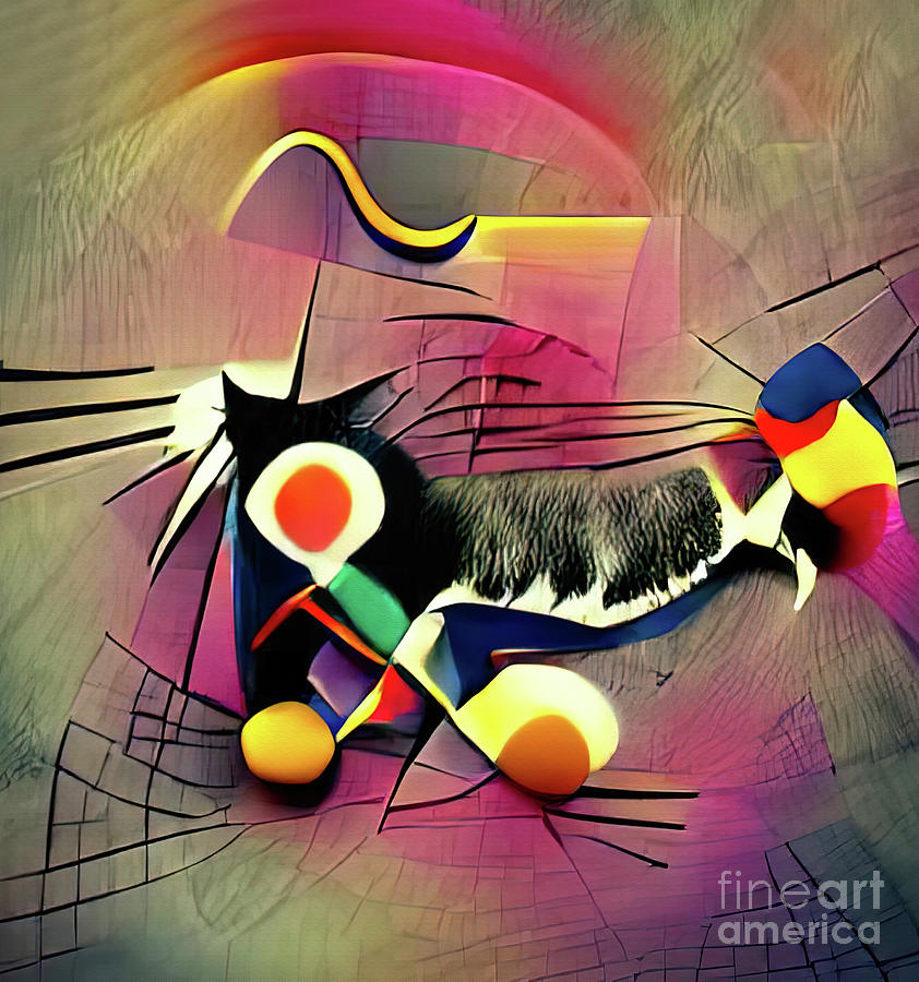 Cat Under the Umbrella  Digital Art by Elaine Manley