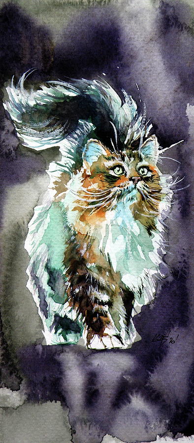 Cat walking Painting by Kovacs Anna Brigitta