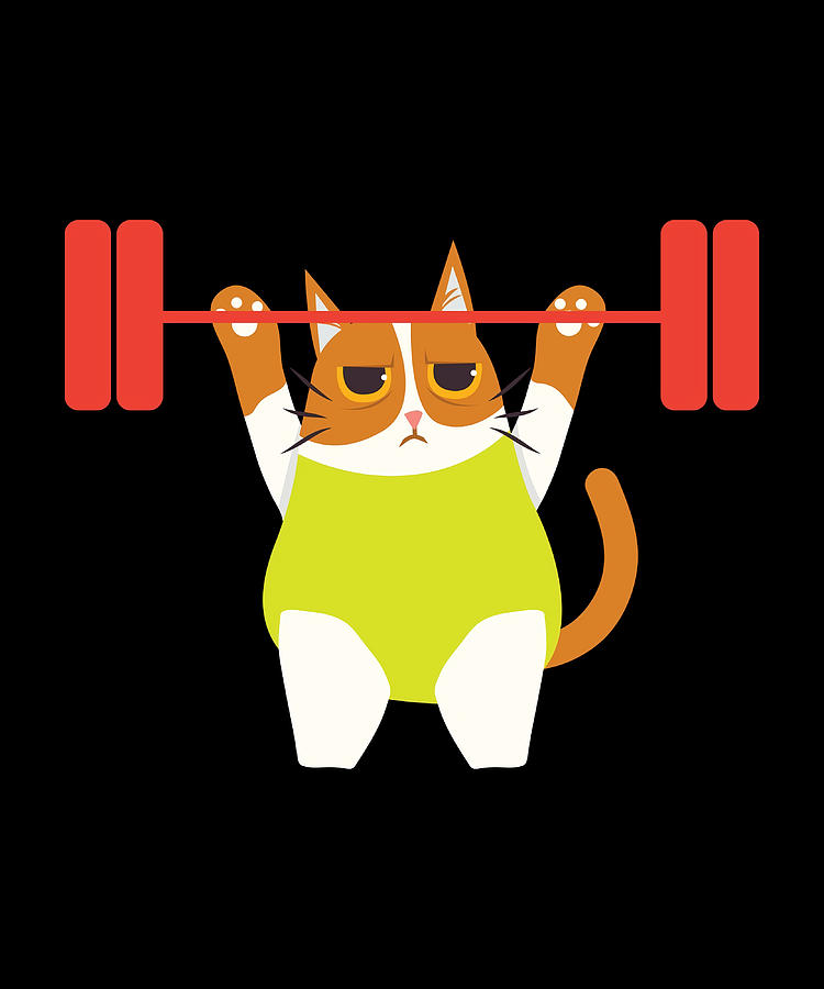 Cat Weight Lifting Funny Cat Lover Workout Gym Painting by Matilda ...