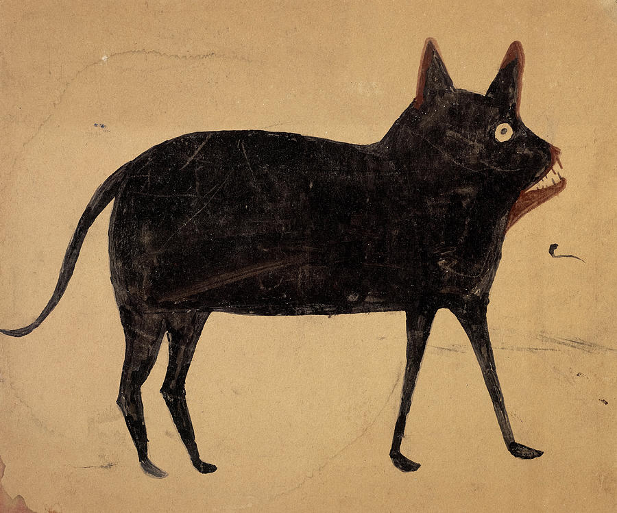 Cat Painting - Cat with Brown Jaw by Bill Traylor