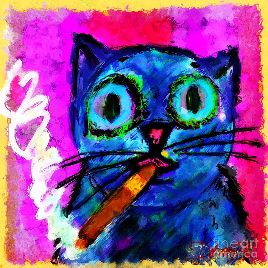 Cat with cigar  Digital Art by Doron B