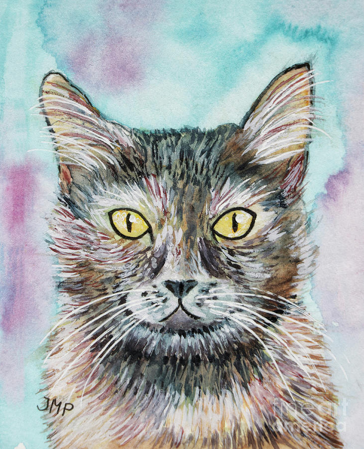 Cat with Fur Painting by Jutta Maria Pusl