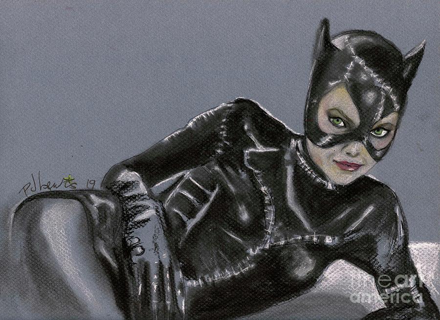 Cat Woman Drawing by PJ Lewis